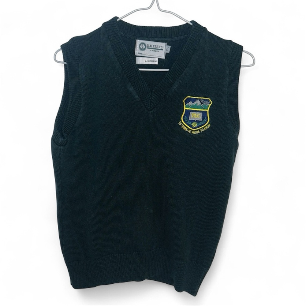 Dark Academia Green School Uniform Sweater Vest - Youth Large